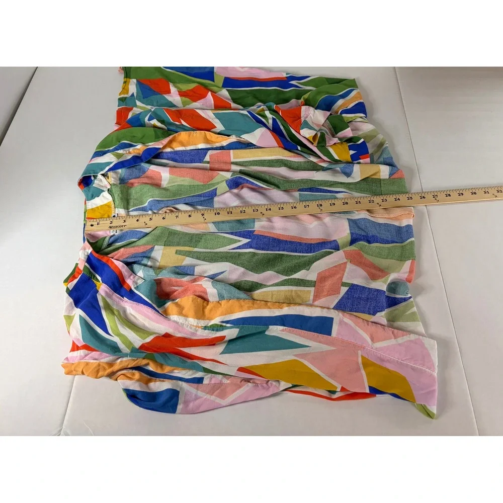Fashion Nova 2 Piece‎ Set Geometric Abstract Duster & Bralette Multi Color Large